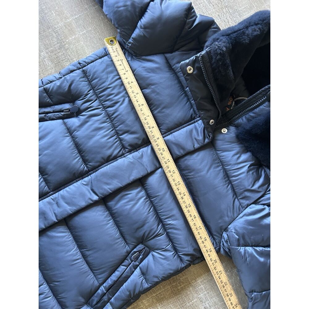 Save The Duck Dalea Faux Fur Collar Longline Puffer Jacket Blue Women’s Small - Picture 4 of 14
